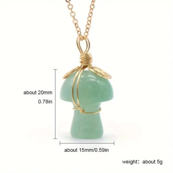 Wholesale Natural Crystal Stone Mushroom Necklace