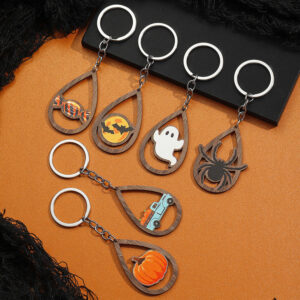 O1CN01z1jABY1bFjkGrHFE4__2857743436-0-cib Wholesale Halloween Ghost Bat Pumpkin Candy Water Drop Wooden Keychain