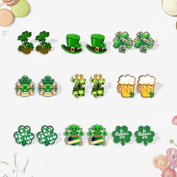 Wholesale St. Patrick's Day Shamrock Heat Shrink Sheet Acrylic Earrings