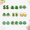 Wholesale St. Patrick's Day Shamrock Heat Shrink Sheet Acrylic Earrings
