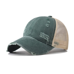 hole washed net cap green / Adjustable