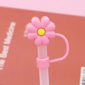 Silicone old pink yellow chrysanthemum 10mm / Bagged without straw