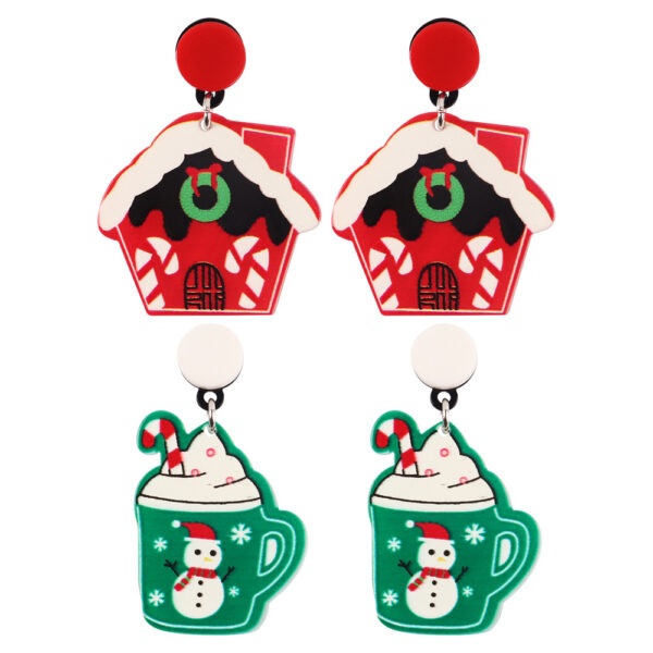 O1CN01z3obkl27ScVeEES4l_3843297796-0-cib Wholesale Christmas Snowman House Cup Acrylic Earrings