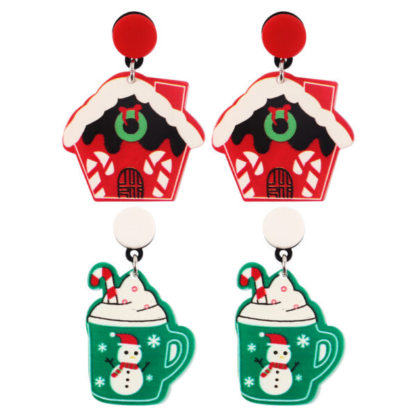 O1CN01z3obkl27ScVeEES4l__3843297796-0-cib Wholesale Christmas Snowman House Cup Acrylic Earrings