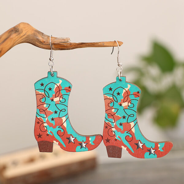 Wholesale Fur Textured Riding Boots Leather Earrings