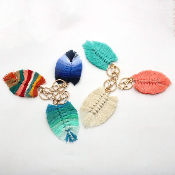 Wholesale Handwoven Cotton Rope Tassel Keychain