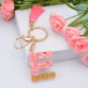 Wholesale Pink Tassel 26 Letter Crystal Resin Keychain
