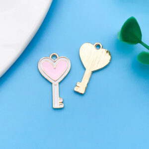 1 13x22mm oil dripping pink peach heart-shaped key-12310-1.2g