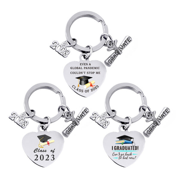 Wholesale Season of Graduation Gift Heart-shaped Color Printing Stainless Steel Keychain