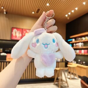 Plush shoulder bag love cinnamon dog-purple