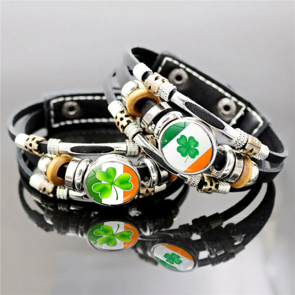 Wholesale Irish Flag Shamrock Alloy Bracelet