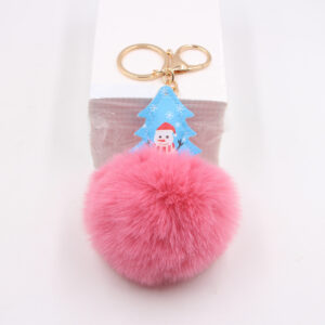 Peach powder / Christmas tree fur ball pendant