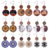 Wholesale Leopard Sunflower Eyes Round Leather Wood Earrings