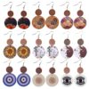 Wholesale Leopard Sunflower Eyes Round Leather Wood Earrings
