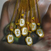 Wholesale 26 Letters Oil Dripping Three-dimensional 18K Gold Plated Stainless Steel Necklace