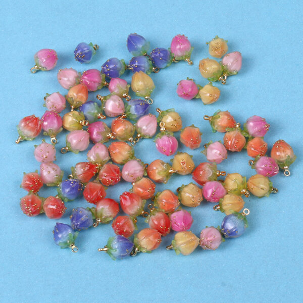 Wholesale Pink Drop Glue Strawberry Resin Jewelry Accessories Beads
