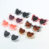 Wholesale PC Large Frame Inlaid with Pearl Heart Women's UV Resistant Sunglasses