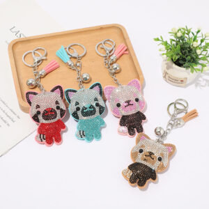 Wholesale Hot Diamond Velvet Cloth Teddy Bear Keychains