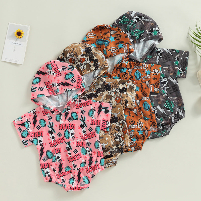 Wholesale Cotton Aztec Western Cowboy Style HOWDY Kids Onesies