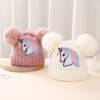 Wholesale Children's Winter Knitted Hat Unicorn Double Ball Woolen Hat
