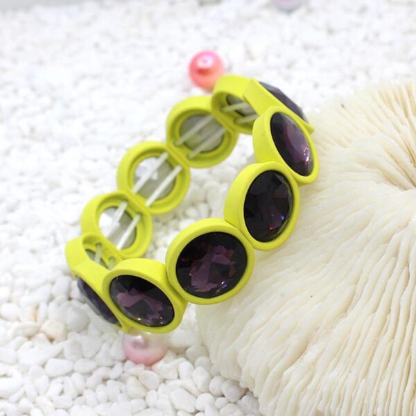 Wholesale Enamel Colored Rubber Lacquer Gemstone Flower Crystal Colored Glass Bracelet