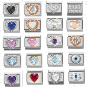 Wholesale Composable Bracelet Fan-shaped Pink Peach Heart Single 9MM Stainless Steel Elastic Bracelet