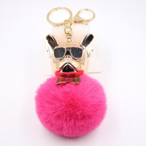 Rose Red / Cool Dog fur ball keychain