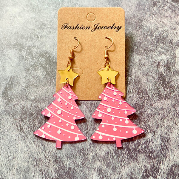 Wholesale Christmas Mirror Acrylic Spliced Christmas Tree Earrings