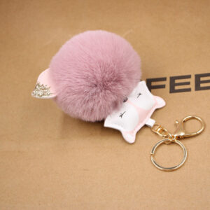 Bean paste / Fox fur ball key chain