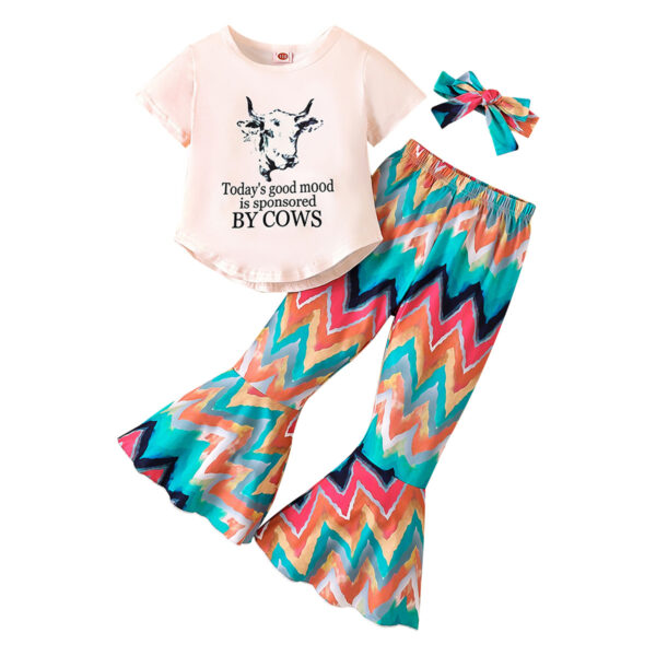 O1CN01zIYNOz1GNspJSHvVO_978260611-0-cib Wholesale Polyester Tops Flare Pants Two Piece Children's Clothing Set