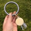 Wholesale Leopard Houndstooth Zebra Tassel Leather Wrist Keychain