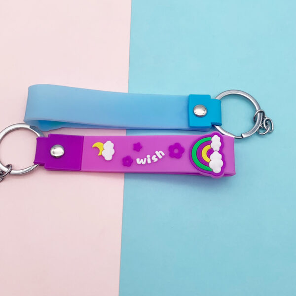 Wholesale Candy Color Rainbow Soft PVC Lanyard Keychains