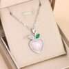 Wholesale Micro Paved Crystal Apple Titanium Steel Necklaces