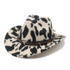 Wholesale Vintage Rolled Brim Woolen Cow Patterned Top Hats