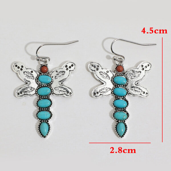 O1CN01zOT5g21qyMbliZeTp_2206372095564-0-cib Wholesale Bohemian Vintage Natural Turquoise Dragonfly Alloy Earrings