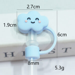 Silicone smiling blue cloud 8mm / Bagged without straw