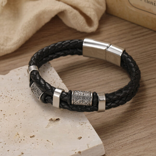 O1CN01zPHiEf1w2YCqrSaCa_3192076250-0-cib Wholesale Alloy Magnet Buckle Leather Rope Hand Woven Vintage Men's Bracelet