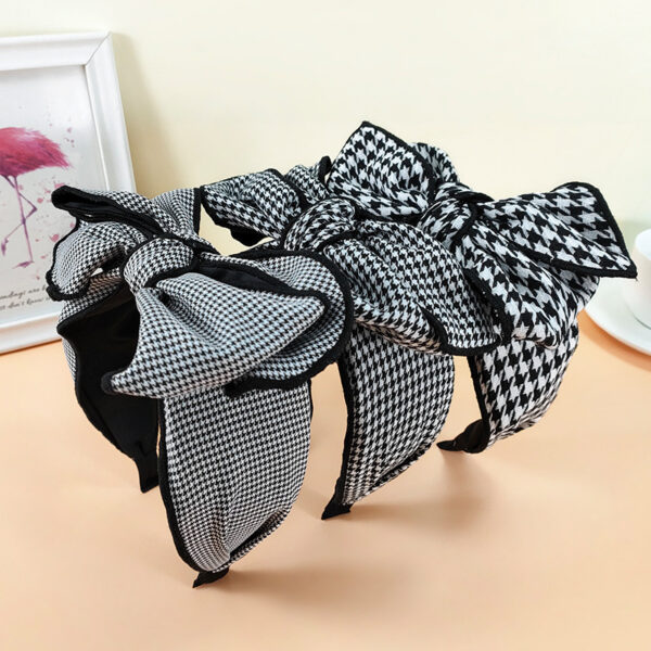 O1CN01zPXVCV1Jy0ognVKbu_2206716431096-0-cib Wholesale Wide Edge Houndstooth Large Bow Fabric Headband