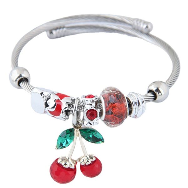 O1CN01zPzNSW1Bs2hEzSghT_0-0-cib Wholesale Stainless Steel Open Cherry Crystal Beaded Bracelet