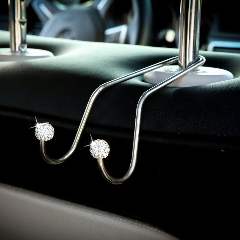 Wholesale Diamond Inlaid Seats Heaests Multifunctional Hooks Concealed Storage Stainless Steel Hooks