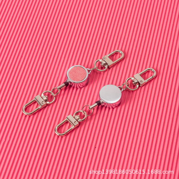 Wholesale Badge Reels Metal Cloth Pattern Retractable Keychain