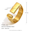 Wholesale Stainless Steel 18K Gold Plated Geometric Strip Open Ring
