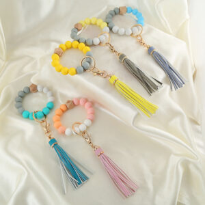 Wholesale Silicone Beaded Wrist Keychain