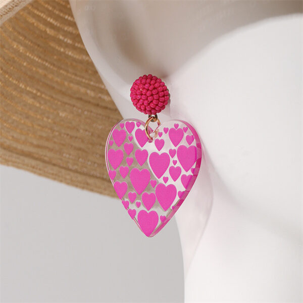 Wholesale Transparent Color Heart Beads Acrylic Earrings