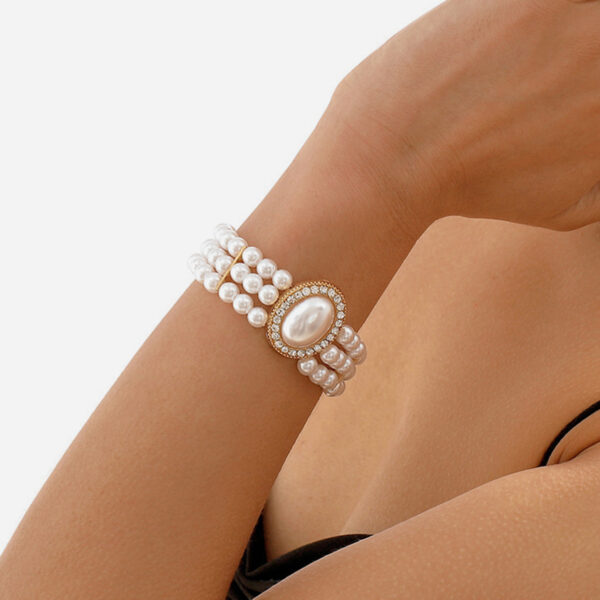 Wholesale Imitation Pearl Rhinestone Resin String Beads Bracelet