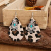 Wholesale Vintage Western Style Leopard Print Eagle Leather Plush Leather Earrings