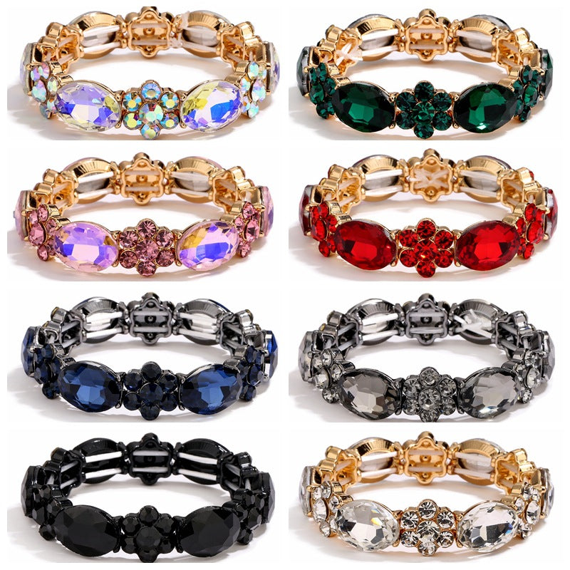 Wholesale Alloy Glass Stone Stretch Cord Bracelet