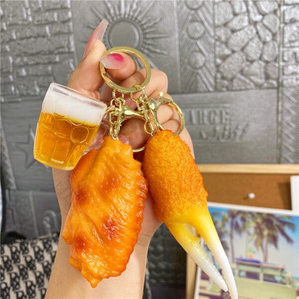 Wholesale BBQ Chicken Wings Beer Night Snack Keychains