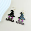 Wholesale Halloween Acrylic Wizard Hat Boots Printed Earrings