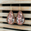 Wholesale Western Vintage Water Drop Pattern Wooden Earrings